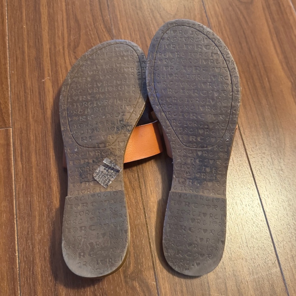 Tan Leather Slide Sandals - Picture 5 of 6